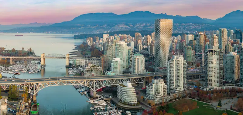 Skyline of Vancouver with modern architecture